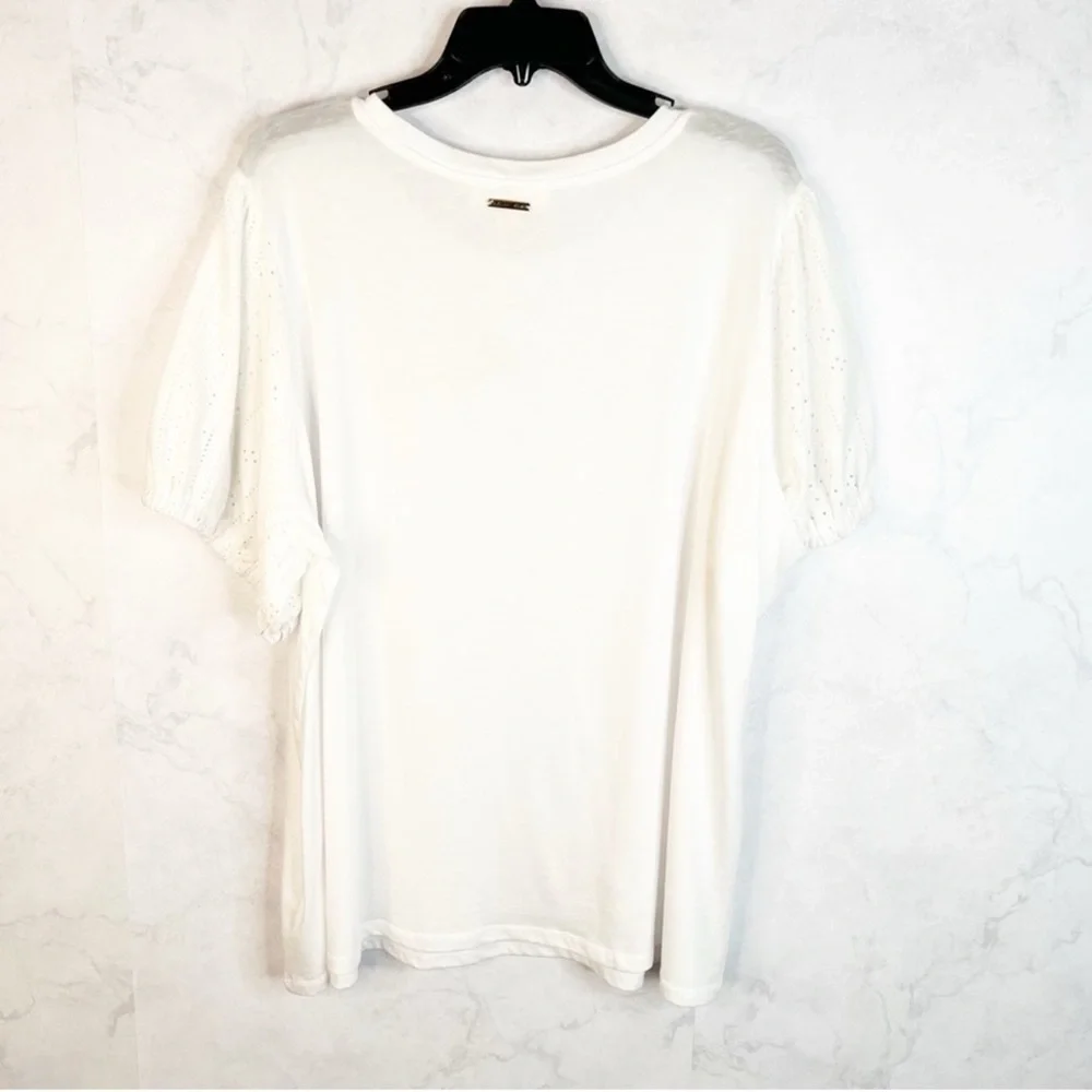 Michael Kors Ivory Blouse with Eyelet Puff Sleeves